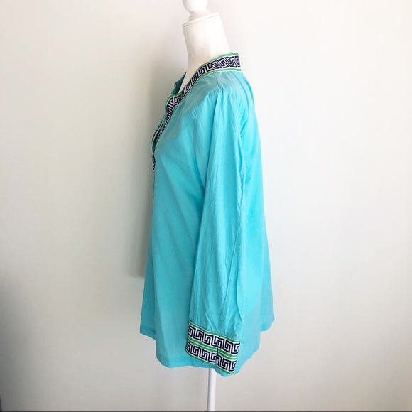 Macbeth Collection by Margaret Josephs Aqua Tunic Beach Cover Up - Picture 6 of 13
